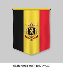 3d realistic pennant with flag of Belgium