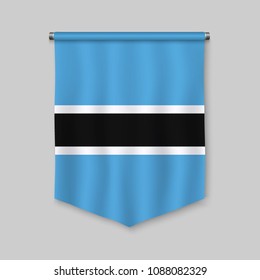 3d realistic pennant with flag of Botswana