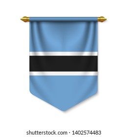 3d realistic pennant with flag of Botswana. Vector illustration