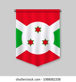 3d realistic pennant with flag of Burundi