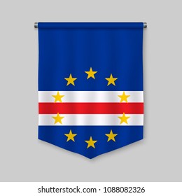 3d realistic pennant with flag of Cape Verde
