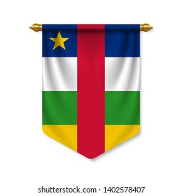 3d realistic pennant with flag of Central African Republic. Vector illustration