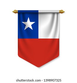 3d realistic pennant with flag of Chile. Vector illustration