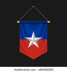 3d realistic pennant with flag of Chile