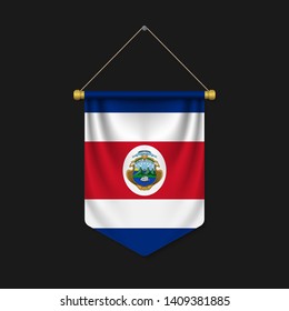 3d realistic pennant with flag of Costa Rica