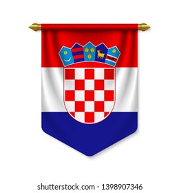3d realistic pennant with flag of Croatia. Vector illustration