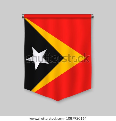 3d realistic pennant with flag of East Timor