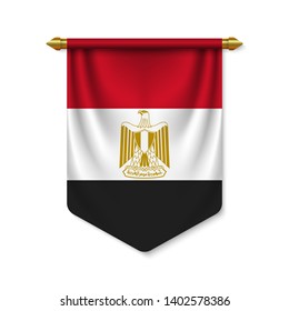 3d realistic pennant with flag of Egypt. Vector illustration