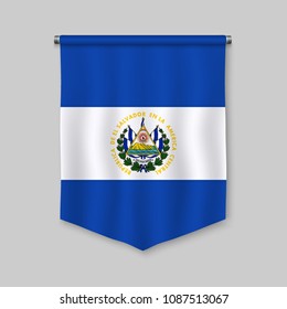 3d realistic pennant with flag of El Salvador