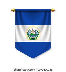 3d realistic pennant with flag of El Salvador. Vector illustration