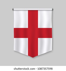 3d realistic pennant with flag of England