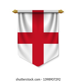 3d realistic pennant with flag of England. Vector illustration