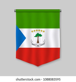 3d realistic pennant with flag of Equatorial Guinea