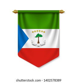 3d realistic pennant with flag of Equatorial Guinea. Vector illustration