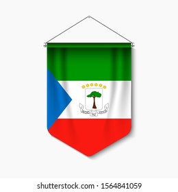 3D Realistic Pennant With Flag of Equatorial Guinea Premium Vector