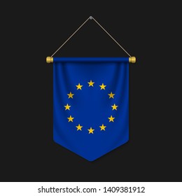 3d realistic pennant with flag of Europe