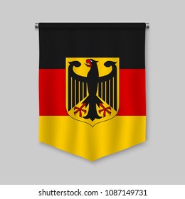 3d realistic pennant with flag of Germany