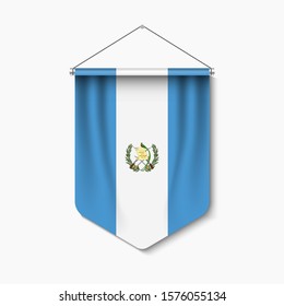3D Realistic Pennant With Flag of Guatemala Premium Vector
