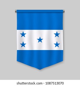 3d realistic pennant with flag of Honduras