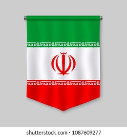 3d realistic pennant with flag of Iran