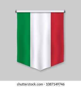 3d Realistic Pennant Flag Italy Stock Vector (Royalty Free) 1087149746 ...