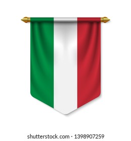 3d realistic pennant with flag of Italy. Vector illustration