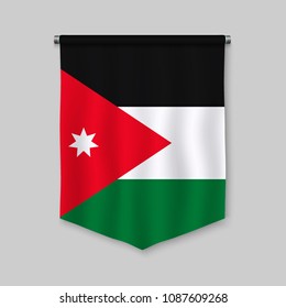 3d realistic pennant with flag of Jordan