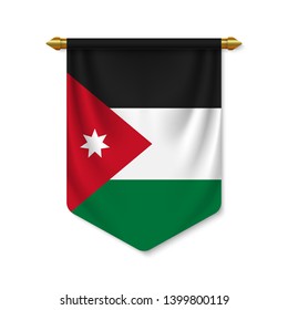 3d realistic pennant with flag of Jordan. Vector illustration