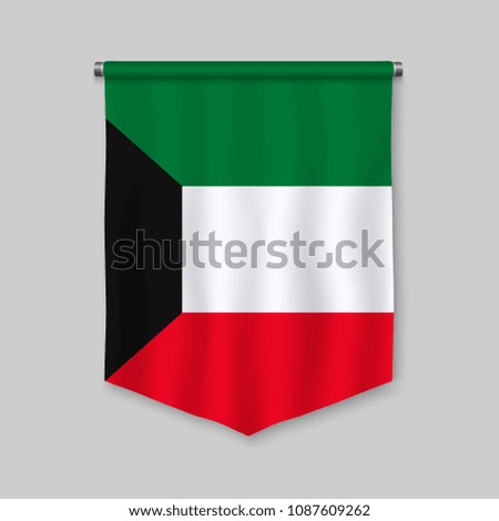 3d realistic pennant with flag of Kuwait