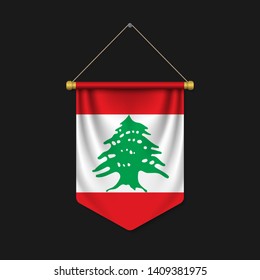 3d realistic pennant with flag of Lebanon