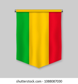 3d realistic pennant with flag of Mali