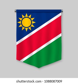 3d realistic pennant with flag of Namibia