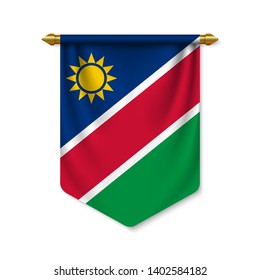 3d realistic pennant with flag of Namibia. Vector illustration
