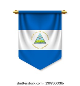 3d realistic pennant with flag of Nicaragua. Vector illustration