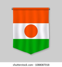 3d realistic pennant with flag of Niger