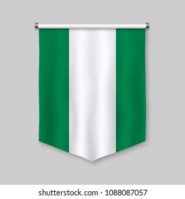 3d realistic pennant with flag of Nigeria