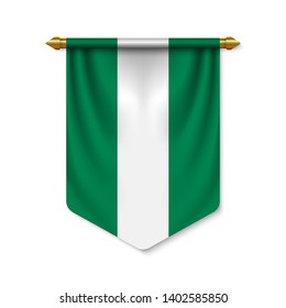 3d realistic pennant with flag of Nigeria. Vector illustration