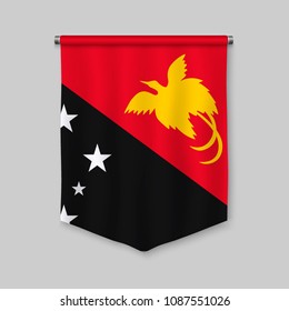 3d realistic pennant with flag of Papua New Guinea