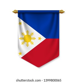 3d realistic pennant with flag of Philippines. Vector illustration