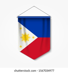 3D Realistic Pennant With Flag of Philippines Premium Vector