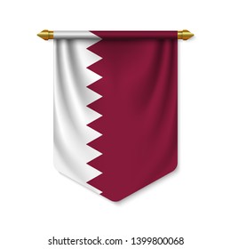3d realistic pennant with flag of Qatar. Vector illustration