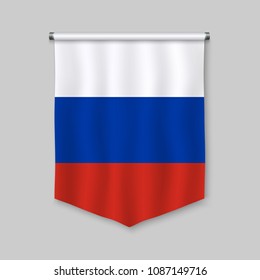 3d realistic pennant with flag of Russia