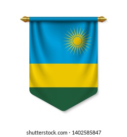 3d realistic pennant with flag of Rwanda. Vector illustration
