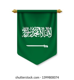 3d realistic pennant with flag of Saudi Arabia. Vector illustration