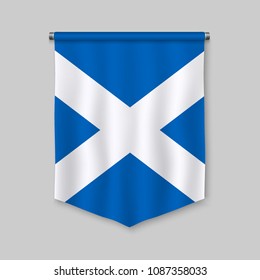 3d realistic pennant with flag of Scotland