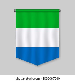 3d realistic pennant with flag of Sierra Leone