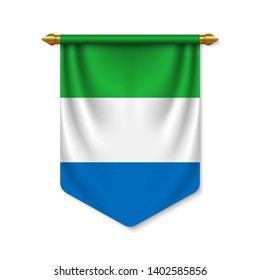 3d realistic pennant with flag of Sierra Leone. Vector illustration