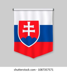 3d realistic pennant with flag of Slovakia