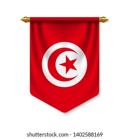 3d realistic pennant with flag of Tunisia. Vector illustration