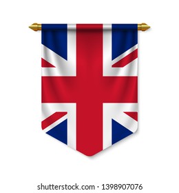 3d realistic pennant with flag of United Kingdom. Vector illustration